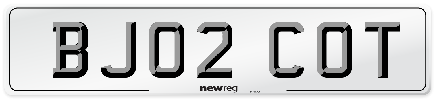 BJ02 COT Number Plate from New Reg